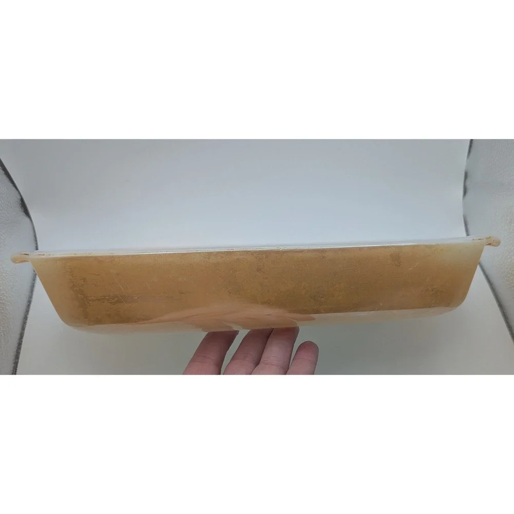 Vtg 1.5qt 432 Fire-King‎ Peach Luster Milk Glass Rectangular Baking Dish Anchor